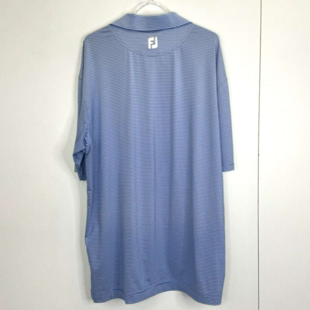Footjoy FJ Golf Polo Shirt Mens Size XL Blue White Stripe Short Sleeve Top - Picture 5 of 5